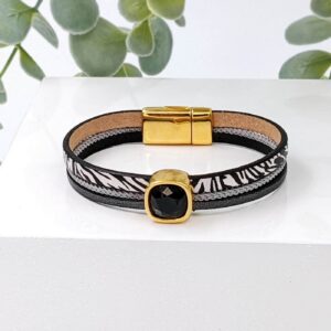 Δερμάτινο βραχιόλι με κρύσταλλο Swarovski