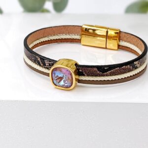 Δερμάτινο βραχιόλι με κρύσταλλο Swarovski