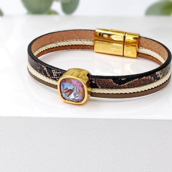 Δερμάτινο βραχιόλι με κρύσταλλο Swarovski