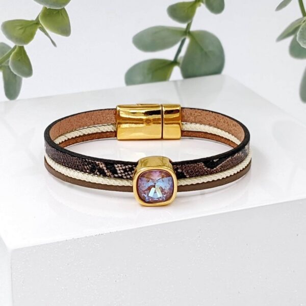 Δερμάτινο βραχιόλι με κρύσταλλο Swarovski
