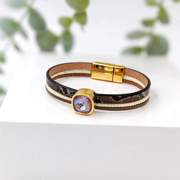 Δερμάτινο βραχιόλι με κρύσταλλο Swarovski