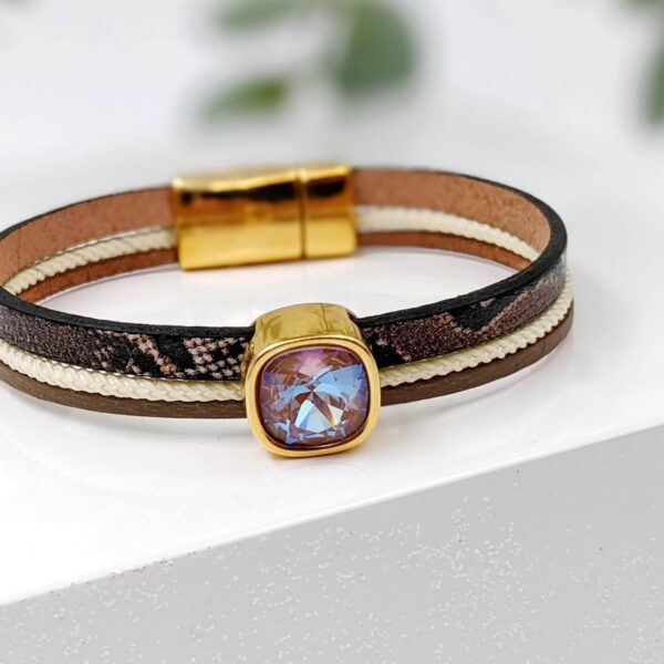 Δερμάτινο βραχιόλι με κρύσταλλο Swarovski