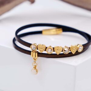 Δερμάτινο βραχιόλι με κρύσταλλα Swarovski