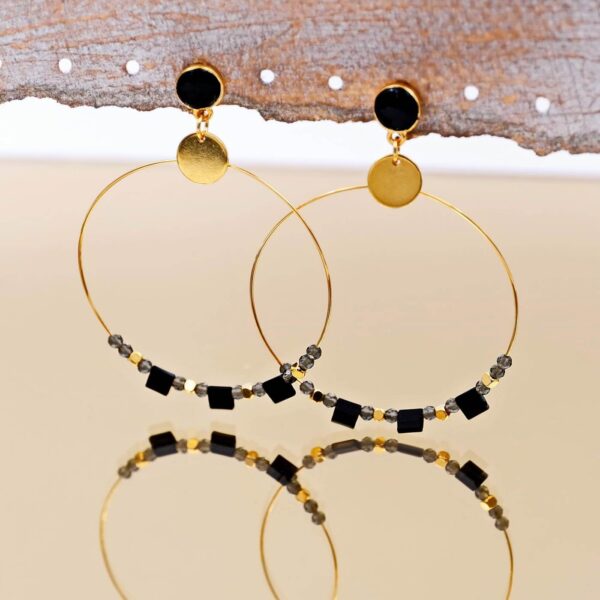Σκουλαρίκια κρίκοι Hematite beads