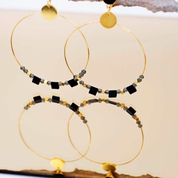 Σκουλαρίκια κρίκοι Hematite beads