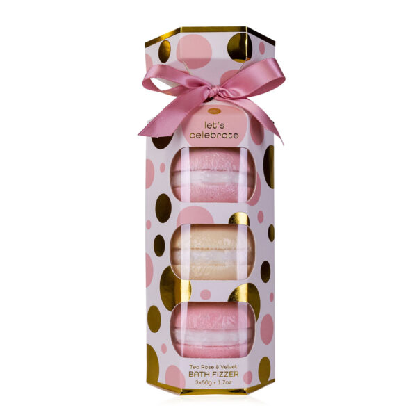 ACNT-3555890 Καραμέλα δώρου με 3 macarons Bath fizzers 50g, Let's celebrate - Accentra