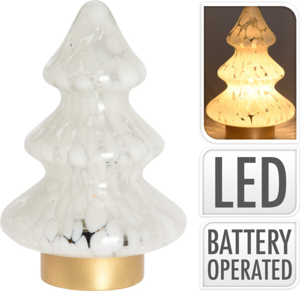 956065 JK Home Décor - Λάμπα Γυάλινη Δεντράκι Μπαταριας 2xAAA 14x21cm