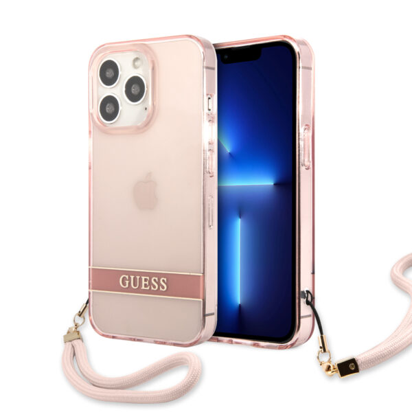 Guess Translucent Hard Case with Transparent Design and Hand Strap – iPhone 13 Pro Max