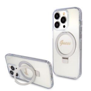 Guess MagSafe Ring Stand Glitter Hard Case Θήκη προστασίας από σιλικόνη – iPhone 15 Pro Max (Διάφανη – GUHMP15XHRSGSD)