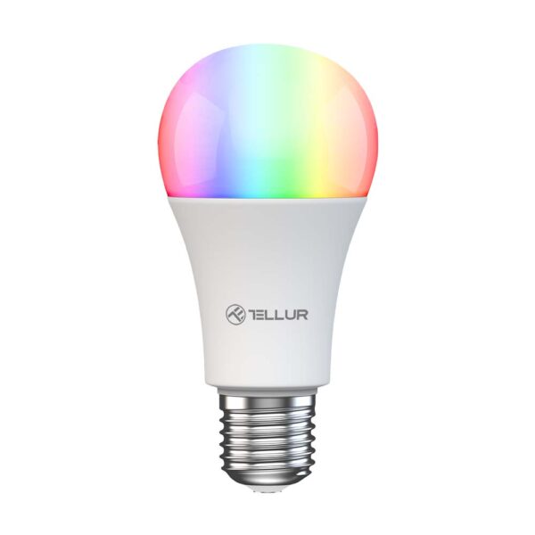 Tellur WiFi Smart Bulb E27, Lampadina LED Smart da 9W 820 Lumen per attacco E27 controllabile a distanza con WiFi (Bianco/Caldo/RGB/Dimmer)