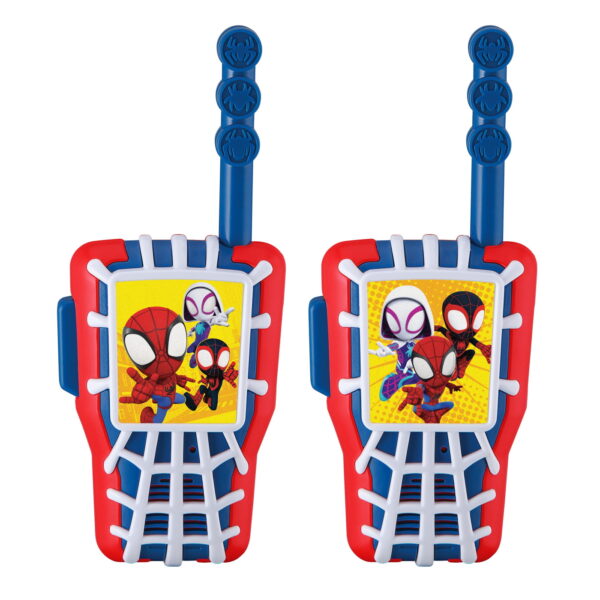 eKids Spiderman Walkie Talkies για παιδιά & ενήλικες με ενσωματωμένο μεγάφωνο και εμβέλεια 150 μέτρων (SA-207) (Μπλε/Κόκκινο)