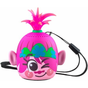 eKids Trolls World Tour Portable Bluetooth Speaker for Kids with Wrist Strap (Pink/Purple)