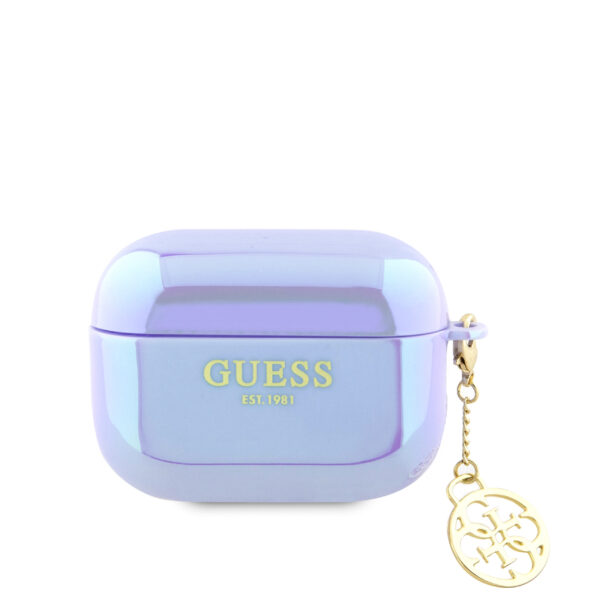 Guess "4G Logo Collection" Charm Θήκη προστασίας απο Σιλικόνη για Apple Airpods Pro 2 με χρυσό κρεμαστό στολίδι (Iridescent Purple)