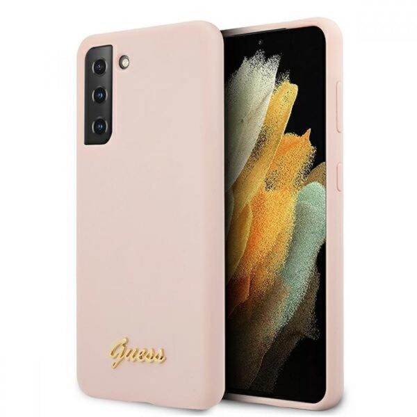 Guess "Vintage Script Logo Collection" Σκληρή Θήκη προστασίας από σιλικόνη – Samsung Galaxy S21+ (Ροζ)