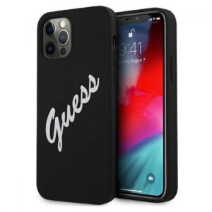 Guess "Vintage Script Logo Collection" Σκληρή Θήκη προστασίας από σιλικόνη – iPhone 12 Pro Max (Μαύρο/Λευκό)