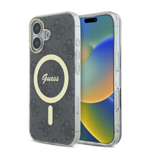 Guess Magsafe “4G Logο” Hard Case Ημιδιάφανη Θήκη προστασίας από σκληρό πλαστικό – iPhone 16 (Διάφανο/Μαύρο – GUHMP16SH4STK)