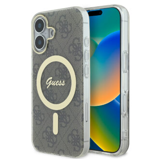 Guess Magsafe “4G Logο” Hard Case Ημιδιάφανη Θήκη προστασίας από σκληρό πλαστικό – iPhone 16 (Διάφανο/Καφέ – GUHMP16SH4STW)