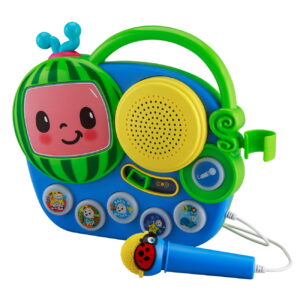 eKids Cocomelon Mini Boombox & Ενσύρματο Μικρόφωνο για παιδιά με ενσωματωμένη μουσική & ηχητικά εφέ (CO-115) (Μπλε/Πράσινο/Κίτρινο)