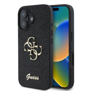 Guess Fixed Glitter Big 4G Logo Case Θήκη προστασίας από σιλικόνη – iPhone 16 (Μαύρο – GUHCP16SHG4SGK)