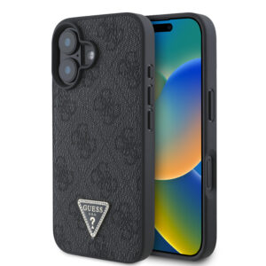 Guess “4G Triangle Strass Collection” Hard Case Θήκη προστασίας από δερματίνη– iPhone 16 (Μαύρο – GUHCP16SP4TDPK)