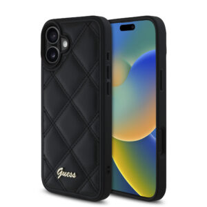 Guess “Quilted Metal Logo Collection” PU Case Θήκη προστασίας από δερματίνη – iPhone 16 (Μαύρο – GUHCP16SPSQSQSK)