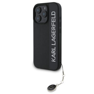 Karl Lagerfeld “Rhinestones and Charm” Θήκη προστασίας από για iPhone 16 Pro Max με κρεμαστό στολίδι (Μαύρο – KLHCP16XPSAKDGCK)