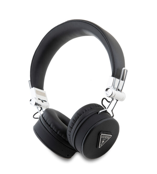 Guess Grained Triangle Logo Classic Round Shape Bluetooth ENC Headphones (Black - GUBH70PGTSPSK)