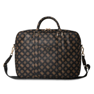 Guess Computer Bag for 16" with Front Pocket & Zipper Triangle Peony Logo (Black - GUCB16PGPOSGNK)