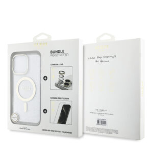 Guess IML Magsafe Case “Rhinestone Gold Lens + Screen” Θήκη προστασίας από σκληρό πλαστικό – iPhone 16 Pro Max (Clear/Glitter – GUOBPLTP16XHCMCGT)