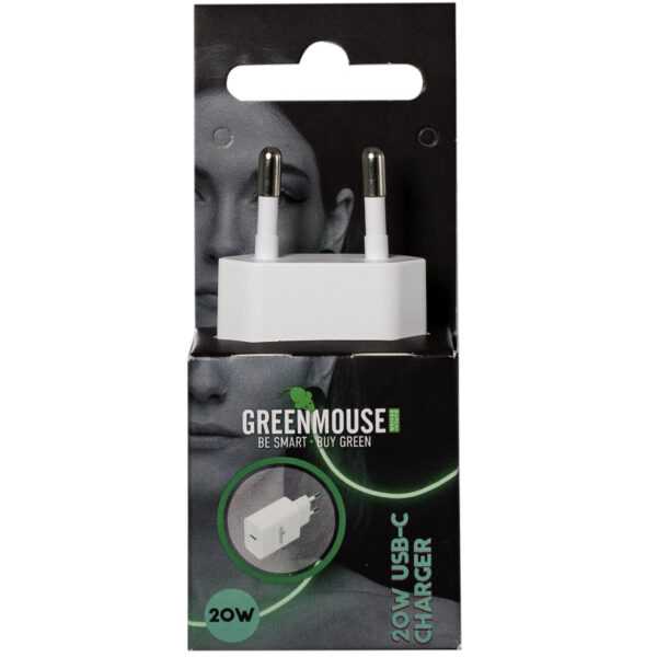 Greenmouse Wall Charger PD 20W – Φορτιστής Τοίχου USB-C Power Delivery σε λευκό χρώμα με συσκευασία blister – 66956678