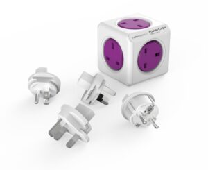 Allocacoc® PowerCube |ReWirable| Πολύπριζο 5 θέσεων UK & 4x plugs  Μωβ - 1840/UKRW4P