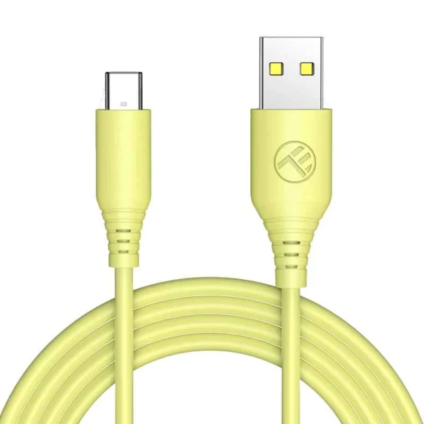 Tellur Σιλικονούχο Καλώδιο USB‑A σε USB‑C, 3 A, 1 m – Κίτρινο