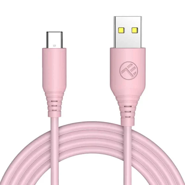 Tellur Σιλικονούχο Καλώδιο USB‑A σε USB‑C, 3 A, 1 m – Ροζ