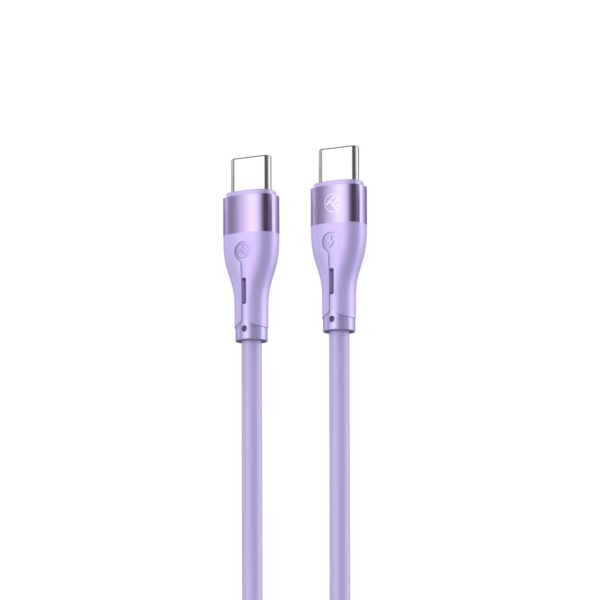 Tellur Silicone USB‑C σε USB‑C Καλώδιο, 60 W PD, 3A, 1 m – Μωβ