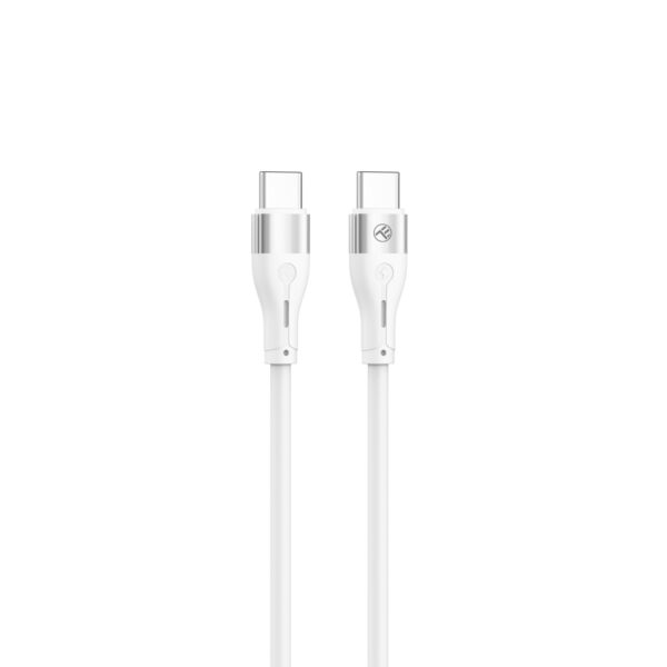 Tellur Silicone USB‑C σε USB‑C Καλώδιο, 60 W PD, 3A, 1 m – Λευκό