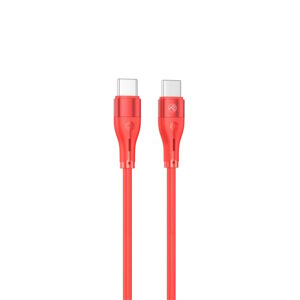 Tellur Silicone USB‑C σε USB‑C Καλώδιο, 60 W PD, 3A, 1 m – Κόκκινο