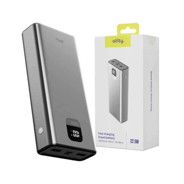 Power bank Allity APB-100 PD QC 22,5W 20.000 mAh γκρι